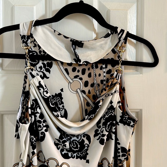 Milano Equestrian Print Top w/ Beautiful Silver Horsebit Straps - Picture 2 of 11